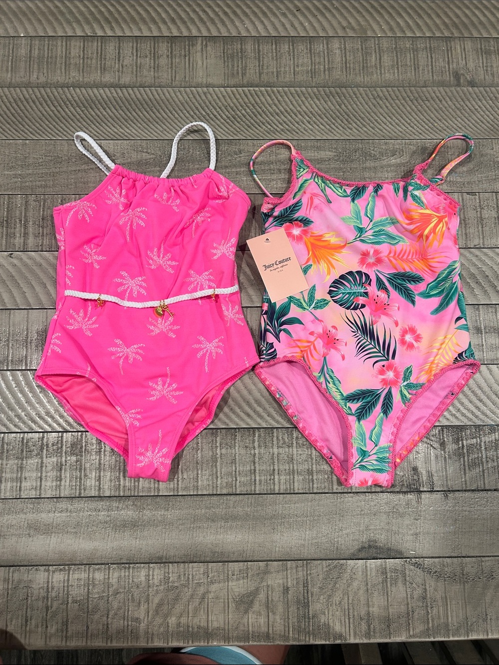 Juicy Couture Pink Tropical Floral Girls' One-Piece Swimsuit